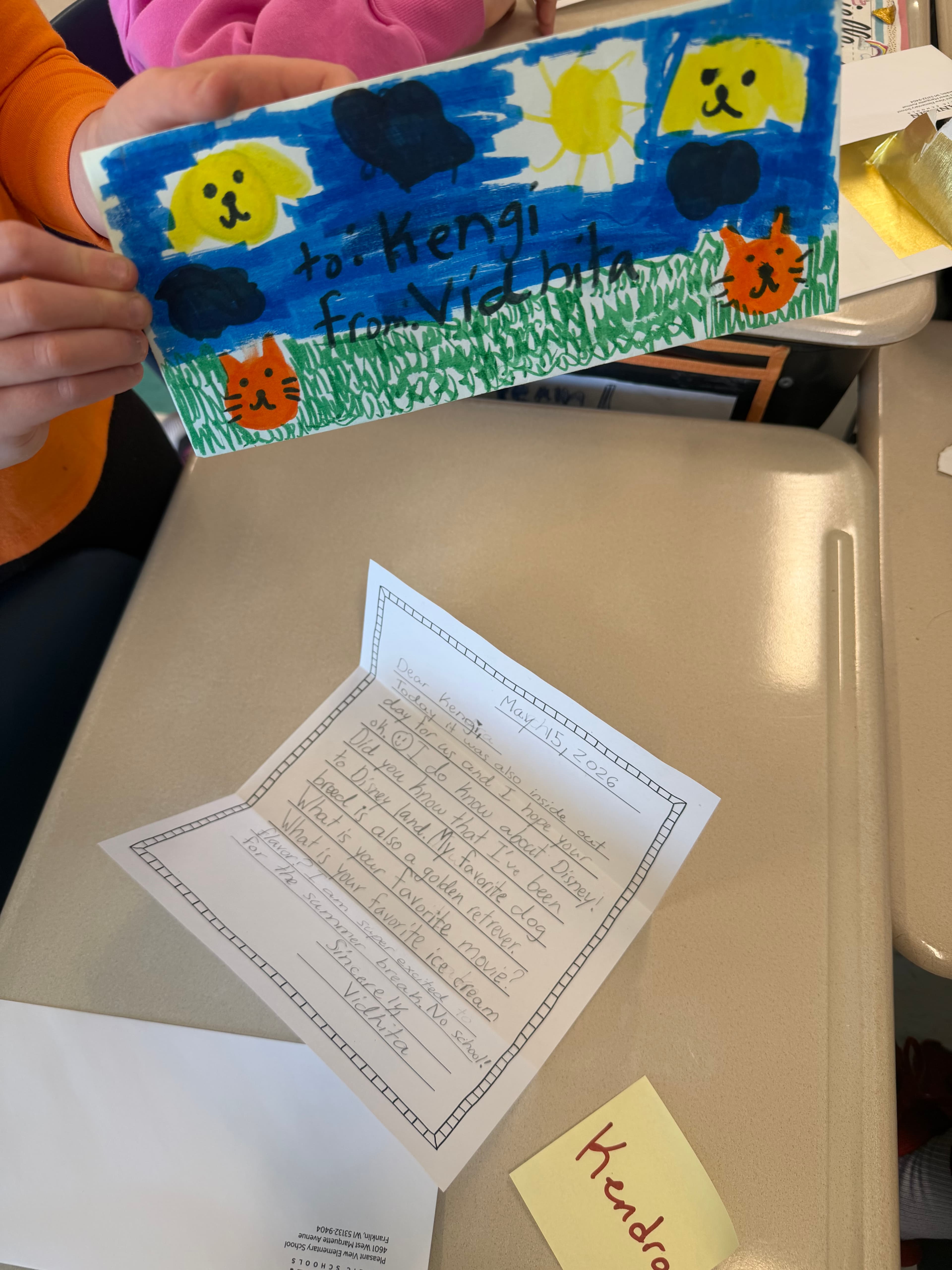 Decorated envelope with colorful drawings